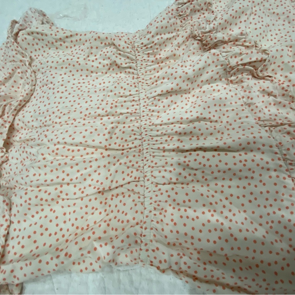 Sadie & Sage Halter Ruffle Tiered Mini Dress in Blush Polka Dot  Small​​ - Picture 3 of 5